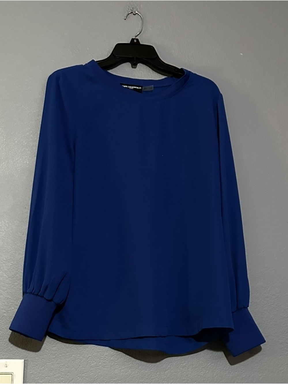 KARL LAGERFELD ROYAL BLUE MANDARIN COLLAR BLOUSE